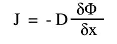 Equation of Fick'c First Law of Diffusion